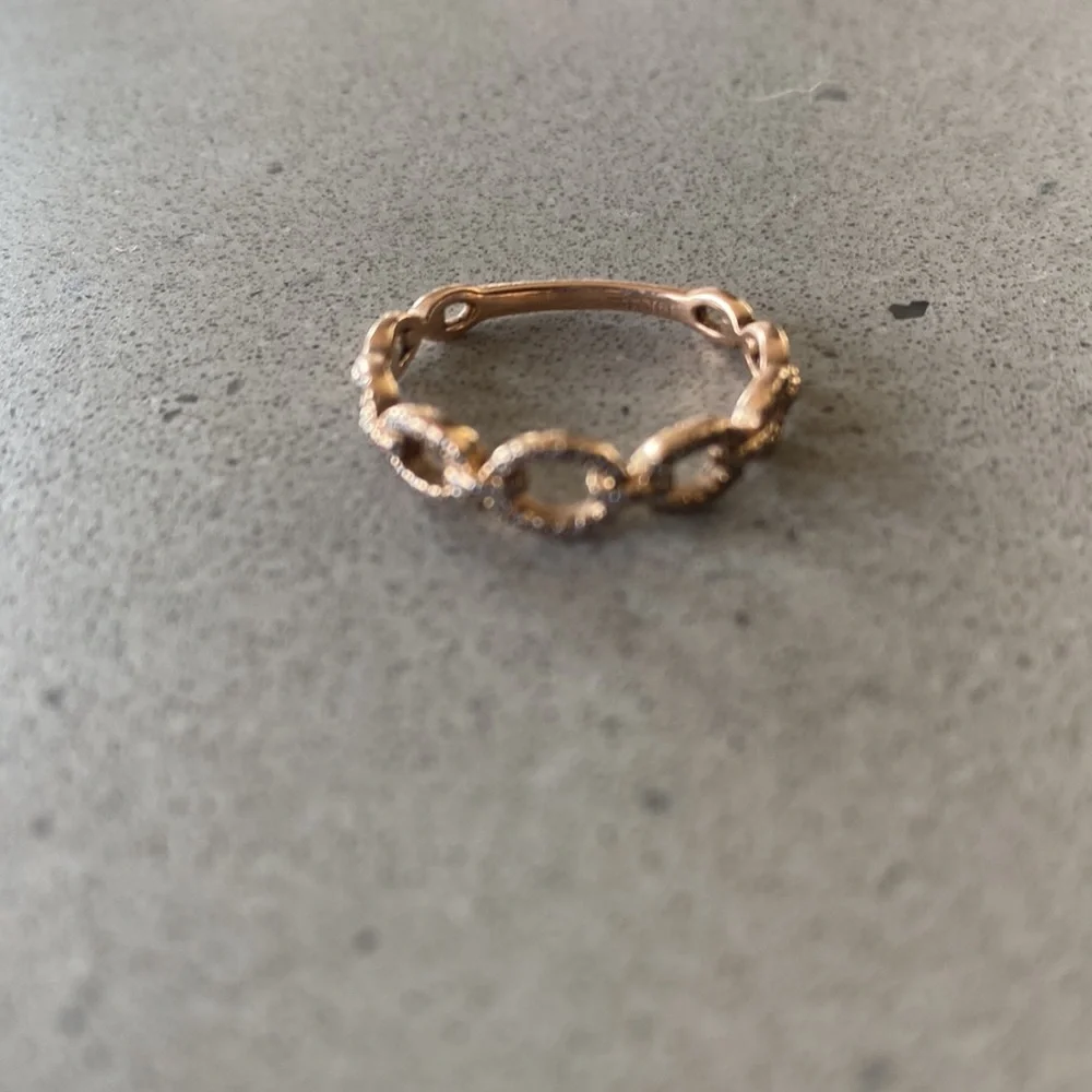 ROSE GOLD & pavè Diamonds ring diamond band chain link wedding 7 karat kt solid - Picture 4 of 10